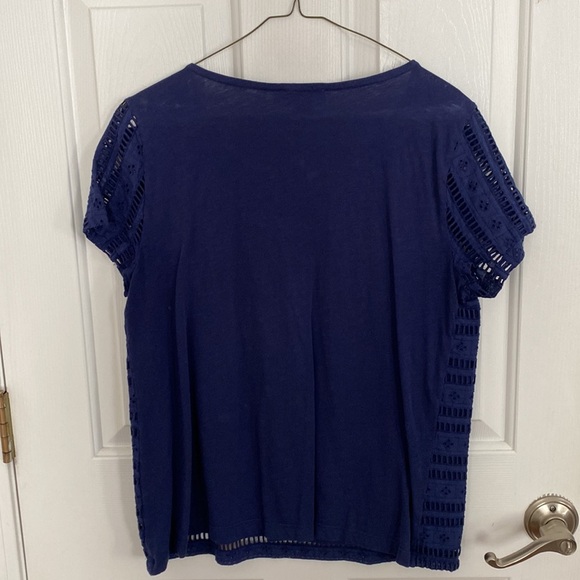 Vineyard Vines Deep Bay Navy Blue Eyelet Knit Top - Picture 3 of 3